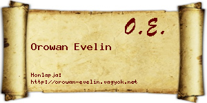 Orowan Evelin névjegykártya